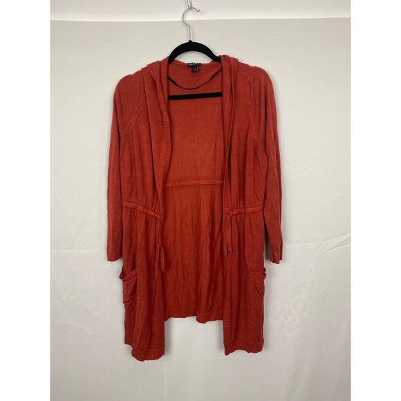 Torrid Women's Hooded Open Front Cardigan Rust Orange Size 0 Rayon - Picture 5 of 8